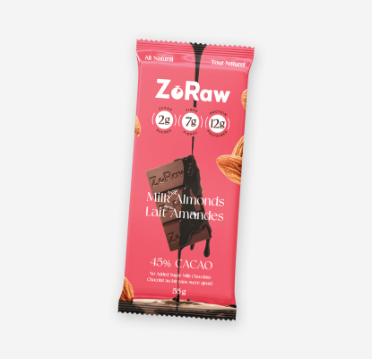 Barre Protéinée Zoraw Chocolat Au Lait Et Amandes